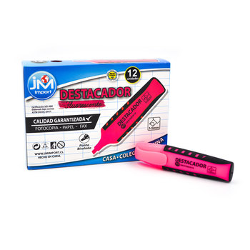 Destacador Con Grip Biselado Rosado 12 Unidades