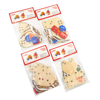 Set De 4 Figuras Para Enhebrar De Madera