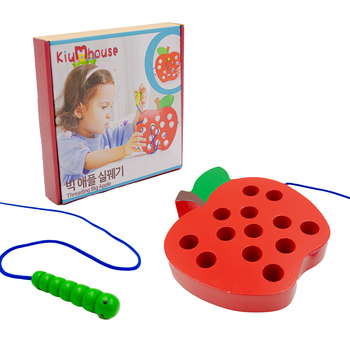 Juego De Enhebrar Manzana De Madera