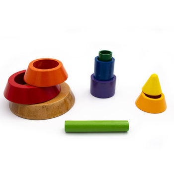 Encaje Vertical Pirámide Madera 9 Piezas