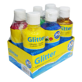 Adhesivo Glitter Set 6 Potes 250Ml C/u